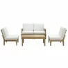 Modway Marina 5 Piece Outdoor Patio Teak Set - Natural White - Set in Front Angle - Modway Marina 5 Piece Outdoor Patio Teak Set - Natural White - Set in Front Angle
