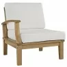 Modway Marina 5 Piece Outdoor Patio Teak Set - Natural White - Left-Arm Sofa in Front Side Angle - Modway Marina 5 Piece Outdoor Patio Teak Set - Natural White - Left-Arm Sofa in Front Side Angle