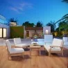 Modway Marina 5 Piece Outdoor Patio Teak Set - Natural White - Lifestyle - Modway Marina 5 Piece Outdoor Patio Teak Set - Natural White - Lifestyle