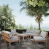 Modway Marina 8 Piece Outdoor Patio Teak Set in Natural Gray - Lifestyle - Modway Marina 8 Piece Outdoor Patio Teak Set in Natural Gray - Lifestyle