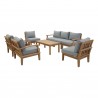 Modway Marina 8 Piece Outdoor Patio Teak Set in Natural Gray - Set in Top Angle