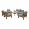 Modway Marina 8 Piece Outdoor Patio Teak Set in Natural Gray - Set in Top Angle - Modway Marina 8 Piece Outdoor Patio Teak Set in Natural Gray - Set in Top Angle