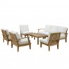 Modway Marina 8 Piece Outdoor Patio Teak Set in Natural White - Set in Front Angle