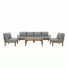Modway Marina 7 Piece Outdoor Patio Teak Set - Natural Gray - Set in Front Angle - Modway Marina 7 Piece Outdoor Patio Teak Set - Natural Gray - Set in Front Angle