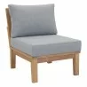 Modway Marina 7 Piece Outdoor Patio Teak Set - Natural Gray - Armless Chair in Front Side Angle - Modway Marina 7 Piece Outdoor Patio Teak Set - Natural Gray - Armless Chair in Front Side Angle