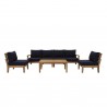 Modway Marina 7 Piece Outdoor Patio Teak Set in Natural Navy - Set in Front Angle
