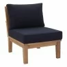 Modway Marina 7 Piece Outdoor Patio Teak Set in Natural Navy - Armless Chair in Front Side Angle - Modway Marina 7 Piece Outdoor Patio Teak Set in Natural Navy - Armless Chair in Front Side Angle