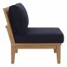Modway Marina 7 Piece Outdoor Patio Teak Set in Natural Navy - Armless Chair in Side Angle - Modway Marina 7 Piece Outdoor Patio Teak Set in Natural Navy - Armless Chair in Side Angle