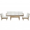 Modway Marina 7 Piece Outdoor Patio Teak Set in Natural White - Set in Front Angle