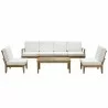 Modway Marina 7 Piece Outdoor Patio Teak Set in Natural White - Set in Front Angle - Modway Marina 7 Piece Outdoor Patio Teak Set in Natural White - Set in Front Angle
