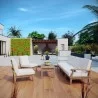 Modway Marina 7 Piece Outdoor Patio Teak Set in Natural White - Lifestyle - Modway Marina 7 Piece Outdoor Patio Teak Set in Natural White - Lifestyle