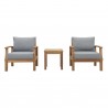 Modway Marina 3 Piece Outdoor Patio Teak Set - Natural Gray - Set in Front Angle