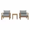 Modway Marina 3 Piece Outdoor Patio Teak Set - Natural Gray - Set in Front Angle - Modway Marina 3 Piece Outdoor Patio Teak Set - Natural Gray - Set in Front Angle