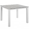 Modway Maine 40" Outdoor Patio Dining Table in White Light Gray - Front Side Angle