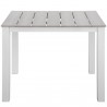 Modway Maine 40" Outdoor Patio Dining Table in White Light Gray - Front Angle