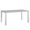 Modway Maine 63" Outdoor Patio Dining Table in White Light Gray - Front Side Angle