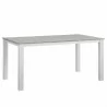Modway Maine 63" Outdoor Patio Dining Table in White Light Gray - Front Side Angle - Modway Maine 63" Outdoor Patio Dining Table in White Light Gray - Front Side Angle