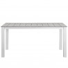 Modway Maine 63" Outdoor Patio Dining Table in White Light Gray - Front Angle