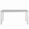 Modway Maine 63" Outdoor Patio Dining Table in White Light Gray - Front Angle - Modway Maine 63" Outdoor Patio Dining Table in White Light Gray - Front Angle