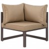 Modway Fortuna Corner Outdoor Patio Armchair in Brown Mocha - Front Angle
