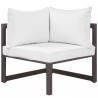 Modway Fortuna Corner Outdoor Patio Armchair in Brown White - Front Angle