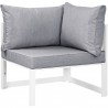 Modway Fortuna Corner Outdoor Patio Armchair in White Gray - Front Side Angle
