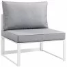 Modway Fortuna Armless Outdoor Patio Chair - White Gray - Front Side Angle - Modway Fortuna Armless Outdoor Patio Chair - White Gray - Front Side Angle