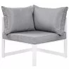 Modway Fortuna 9 Piece Outdoor Patio Sectional Sofa Set - White Gray - Corner Chair in Front Angle - Modway Fortuna 9 Piece Outdoor Patio Sectional Sofa Set - White Gray - Corner Chair in Front Angle