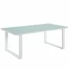 Modway Fortuna 9 Piece Outdoor Patio Sectional Sofa Set - White Gray - Coffee Table in Front Side Angle - Modway Fortuna 9 Piece Outdoor Patio Sectional Sofa Set - White Gray - Coffee Table in Front Side Angle
