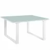 Modway Fortuna 9 Piece Outdoor Patio Sectional Sofa Set - White Gray - Side Table in Front Side Angle - Modway Fortuna 9 Piece Outdoor Patio Sectional Sofa Set - White Gray - Side Table in Front Side Angle