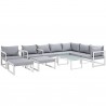 Modway Fortuna 10 Piece Outdoor Patio Sectional Sofa Set - White Gray - Set in Front Angle