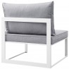 Modway Fortuna 10 Piece Outdoor Patio Sectional Sofa Set - White Gray - Armless Chair in Back Side Angle