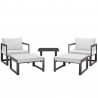 Modway Fortuna 5 Piece Outdoor Patio Sectional Sofa Set - Brown White - Set in Front Side Angle