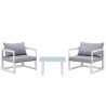 Modway Fortuna 3 Piece Outdoor Patio Sectional Sofa Set in White Gray - Armchair in Front Angle