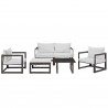 Modway Fortuna 6 Piece Outdoor Patio Sectional Sofa Set - Brown White - Set in Front Angle