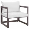 Modway Fortuna 6 Piece Outdoor Patio Sectional Sofa Set - Brown White - Armchair in Front Side Angle