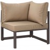 Modway Fortuna 5 Piece Outdoor Patio Sectional Sofa Set - Brown Mocha - Corner Chair in Front Side Angle