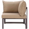 Modway Fortuna 5 Piece Outdoor Patio Sectional Sofa Set - Brown Mocha - Corner Chair in Side Angle