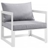 Modway Fortuna 8 Piece Outdoor Patio Sectional Sofa Set - White Gray - Armchair  in Front Side Angle