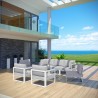 Modway Fortuna 8 Piece Outdoor Patio Sectional Sofa Set - White Gray - Lifestyle