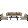 Modway Fortuna 6 Piece Outdoor Patio Sectional Sofa Set in Brown Mocha - Set in Front Angle