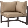 Modway Fortuna 6 Piece Outdoor Patio Sectional Sofa Set in Brown Mocha - Corner Chair in Front Side Angle