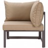 Modway Fortuna 6 Piece Outdoor Patio Sectional Sofa Set in Brown Mocha - Corner Chair in Side Angle