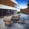 Modway Fortuna 6 Piece Outdoor Patio Sectional Sofa Set in Brown Mocha - Lifestyle