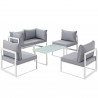 Modway Fortuna 6 Piece Outdoor Patio Sectional Sofa Set - White Gray - Set in Front Side Angle