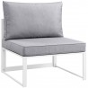 Modway Fortuna 6 Piece Outdoor Patio Sectional Sofa Set - White Gray - Armless Chair in Front Side Angle