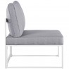 Modway Fortuna 6 Piece Outdoor Patio Sectional Sofa Set - White Gray - Armless Chair in Side Angle