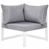 Modway Fortuna 6 Piece Outdoor Patio Sectional Sofa Set - White Gray - Corner Chair in Front Side Angle