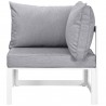 Modway Fortuna 6 Piece Outdoor Patio Sectional Sofa Set - White Gray - Corner Chair in Side Angle