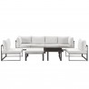 Modway Fortuna 8 Piece Outdoor Patio Sectional Sofa Set in Brown White - Set in Front Angle